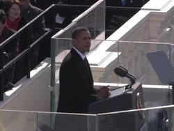January 20, 2009 MS President Barack Obama giving inaugural speech at the Capitol Building/ Washington, DC Stock Footage
