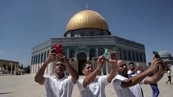 CLEAN : Gaza football players visits al-Aqsa mosque ahead of match News Clip