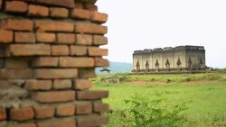 panning : ancient and old temple in summer Stock Footage