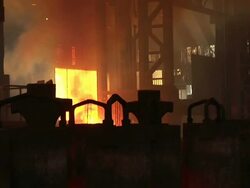 MS ZO Shot of production hall at steel mill / Bous, Saarland, Germany Stock Footage