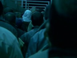 MS Shot of people walking in line at Israelian-Palestinian Frontier / Tel-Aviv, Israel Stock Footage