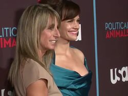 Bonnie Hammer and Carla Gugino at USA Networks World Premiere Of 'Political Animals' Stock Footage