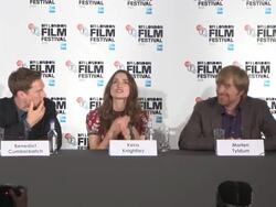 INTERVIEW - Benedict Cumberbatch, Keira Knightley, Morten Tyldum on if they have become any good at Sudoku or crosswords, being shown the Enigma machine atThe Imitation Game Press Conference Stock Footage