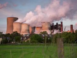 CRANE UP: Coal Power Plant Stock Footage