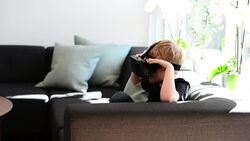 Boy Using Virtual Reality Glasses Stock Footage