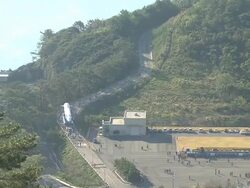 WS T/L View of Naro Korean Space Rocket moving to Launch pad / Goheunggun, Jeollanam-do, South Korea  Stock Footage
