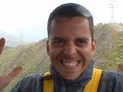 Nervous Bungee Jumper Stock Footage