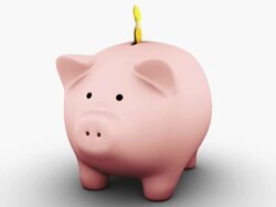 coins fall in single file into a single piggy bank Stock Footage