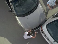 HA Drivers Documenting A Car Accident Stock Footage