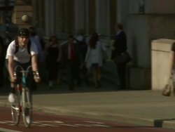 London Bridge commuters Olympic London General Views Stock Footage
