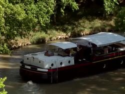 Large Cruiser On Canal Du Midi Stock Footage