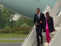 Obama family arrive for G8 Summit Stock Footage