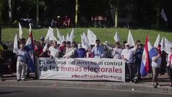 CLEAN : Members of leftist party protest in Paraguay for fair elections News Clip