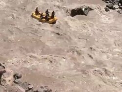 High angle view of people white water rafting Stock Footage