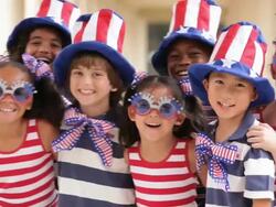 PAN Multi Ethnic Group of Children with Sparklers Celebrating Independence Day / Richmond, Virgnia, USA Stock Footage