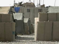 MS View of tents / Musa Qala, Helmand Province, Afghanistan. Stock Footage