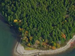 WS AERIAL ZI ZO View of Bank of harbor Island / Maine, United States Stock Footage
