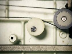 Macro shot of running sewing machine Stock Footage