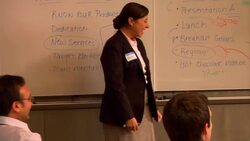MS, PAN, Woman giving presentation in conference room Stock Footage