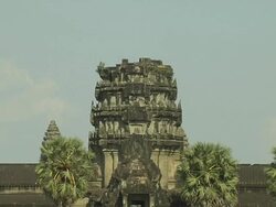 Pull Back Shot Angkor Wat Siem Reap Cambodia Stock Footage