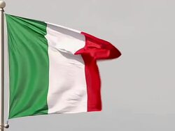 MS SLO MO Shot of Italian Flag Waving in Wind / Caen, Normandy, France Stock Footage