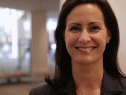  PAN Portrait of smiling businesswoman / Seattle, Washington, United States Stock Footage