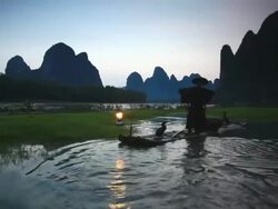 Fisherman casting a net Stock Footage
