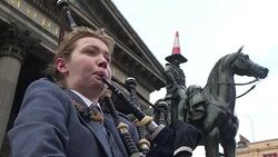 CLEAN : Voices of Brexit the Scottish bagpiper News Clip