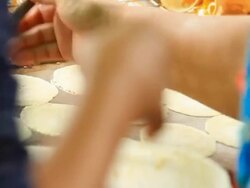 Crispy pancakes - Bangkok, hailand Stock Footage