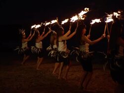 Traditional Hawaiian Fire Hula Dancers Stock Footage