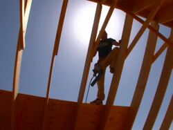 Roof Building Framing Carpenter Stock Footage