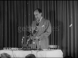 1952: UNITED STATES PRESIDENTIAL ELECTION:  VS Adlai Stevenson II speaking to press (partial SOT). VS Dwight 'Ike' Eisenhower deplaning, greeting people, raising hands, Ike riding convertible car through parade, passing & touching crowds cheering. Instructional Video