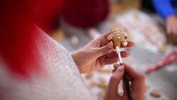 woman making gingerbread and cookies Stock Footage