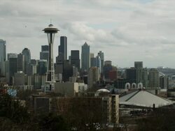 T/L WS Seattle skyline with Space Needle / Washington,USA Stock Footage