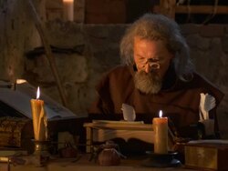 HD: Monk Writing With A Quill Pen Stock Footage
