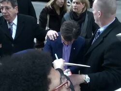 Michael J. Fox at the 'Late Show with David Letterman' studio in New York, NY, on 1/10/13. (Getty Images Entertainment Video) Stock Footage
