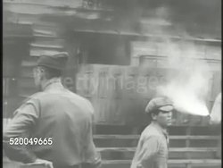 1945: SOUTH KOREA: HEALTH: VS American soldiers & South Koreans fumigating rural houses, people, families, lining up for vaccination shots. MS Small boy given shot, crying while older sister rubs his arm. Instructional Video