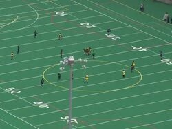 WS ZO AERIAL players playing football in ground / Oregon, United States Stock Footage