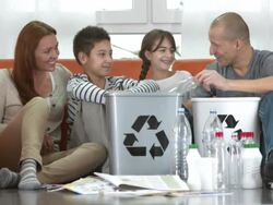 HD DOLLY: Family Recycling Stock Footage