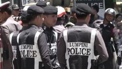 Bangkok Bombing Investigation at Erawan Shrine Stock Footage