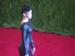 Rihanna at "Schiaparelli And Prada: Impossible Conversations" Costume Institute Gala Stock Footage