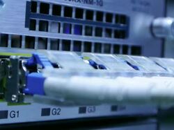 Switch Fiber Optic and LED blinking Stock Footage