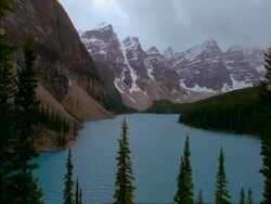 WA scenic view of Lake moraine, Banff national park, Alberta, Canada Stock Footage