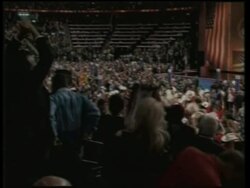 Introduced by first lady, President Bush addresses convention via video-link News Clip