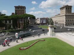 view on Piazza Venezia from Vittorio Emanuele Monument Stock Footage