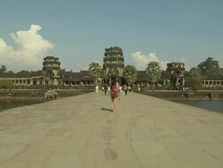 Long Shot Angkor Wat Siem Reap Cambodia Stock Footage