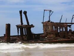 HD Video of a shipwreck, Fraser Island, Australia Stock Footage