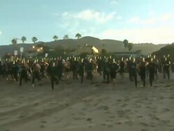 ATMOSPHERE - Swimmers Nautica Malibu Triathlon Presented by Equinox on 9/8/13 in Malibu, CA. Stock Footage