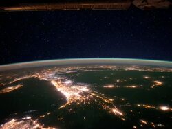 City lights over Middle East as seen from space Stock Footage