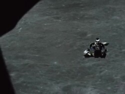 Apollo 14 Command Module above the moon's surface Stock Footage